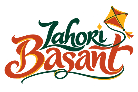 Lahori Basant — colourful patang kite and calligraphic wordmark